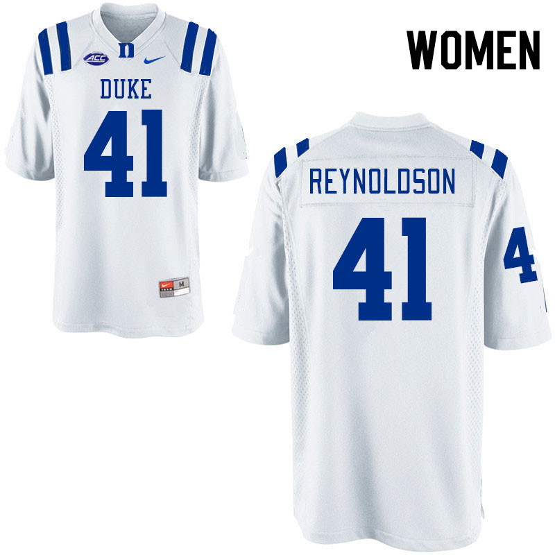 Women #41 Kade Reynoldson Duke Blue Devils College Football Jerseys Stitched-White